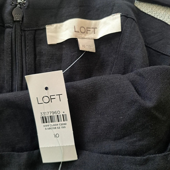 NEW LOFT Black Ruffle Belted Sleeveless Linen Blend One Piece Romper Size 10 - Picture 6 of 7